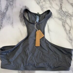 Skims swim high neck racer back bikini Bra- gunmetal